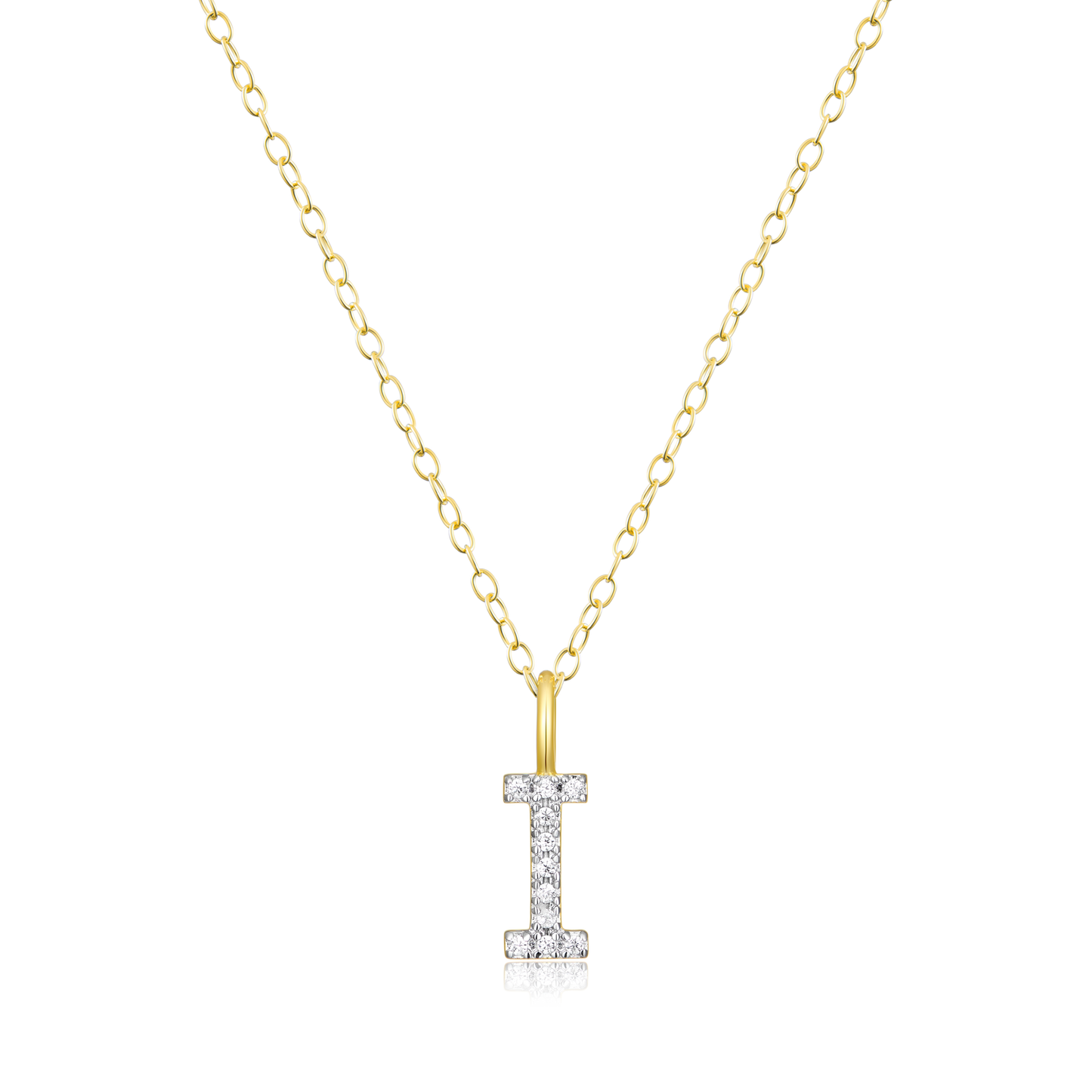 Letter "I" Initial Pendant Necklace in 14K Yellow Gold-Plated Sterling Silver | M by Monte Luna