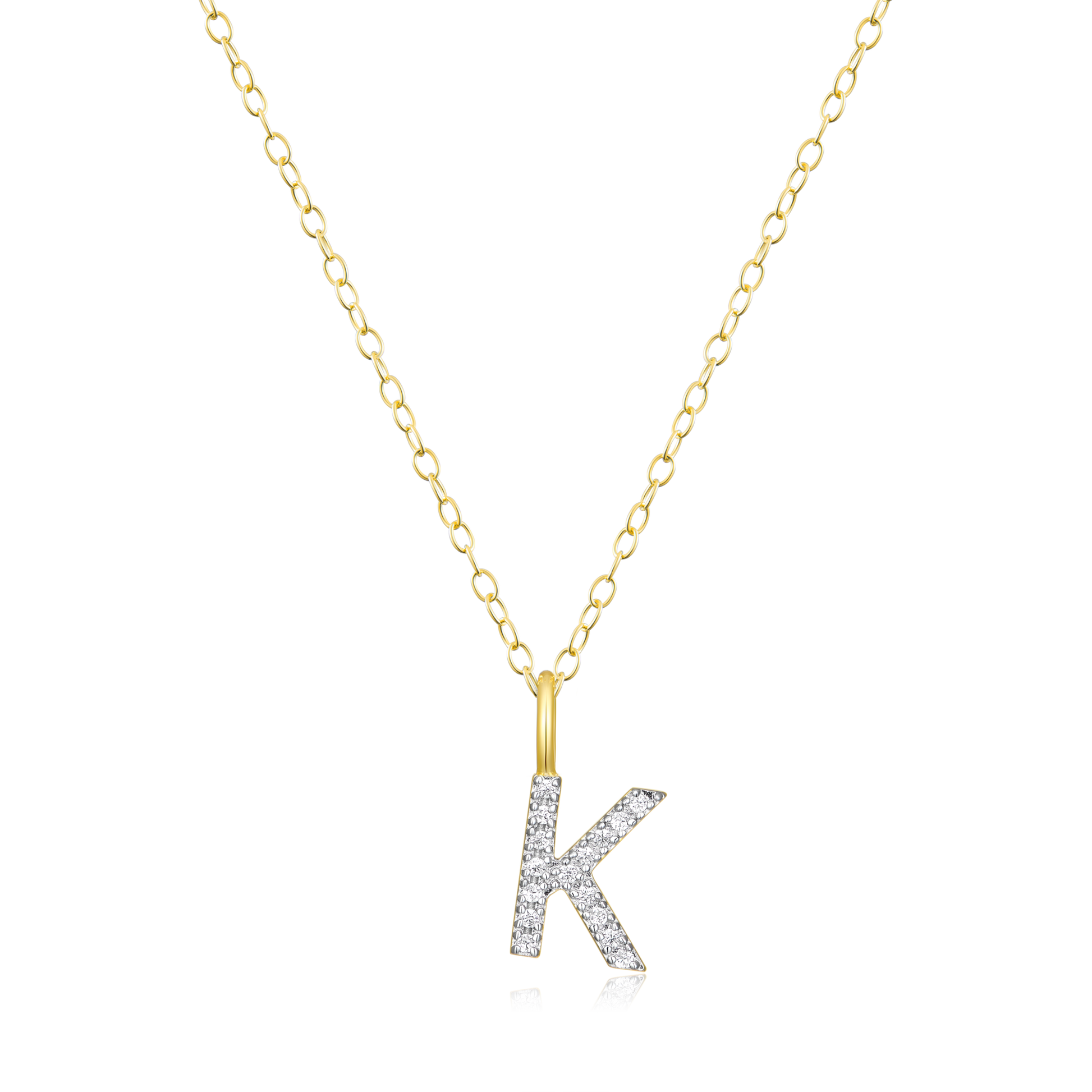 Letter "K" Initial Pendant Necklace in 14K Yellow Gold-Plated Sterling Silver | M by Monte Luna