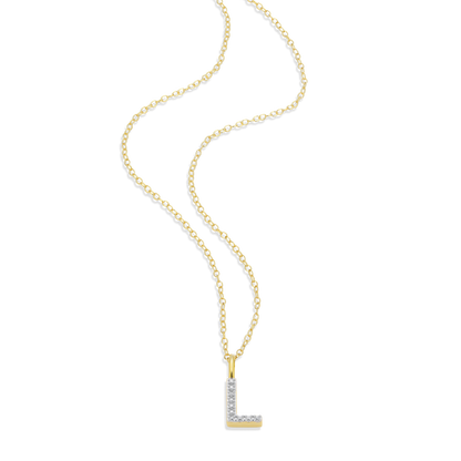 Letter "L" Initial Pendant Necklace in 14K Yellow Gold-Plated Sterling Silver | M by Monte Luna