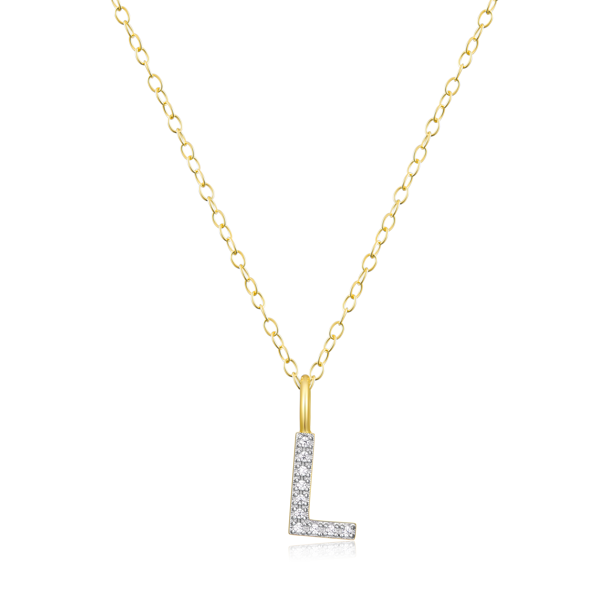 Letter "L" Initial Pendant Necklace in 14K Yellow Gold-Plated Sterling Silver | M by Monte Luna