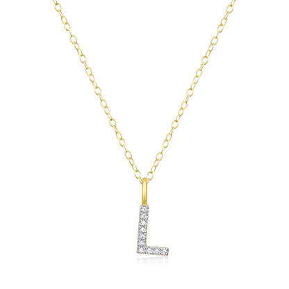 Letter "L" Initial Pendant Necklace in 14K Yellow Gold-Plated Sterling Silver | M by Monte Luna