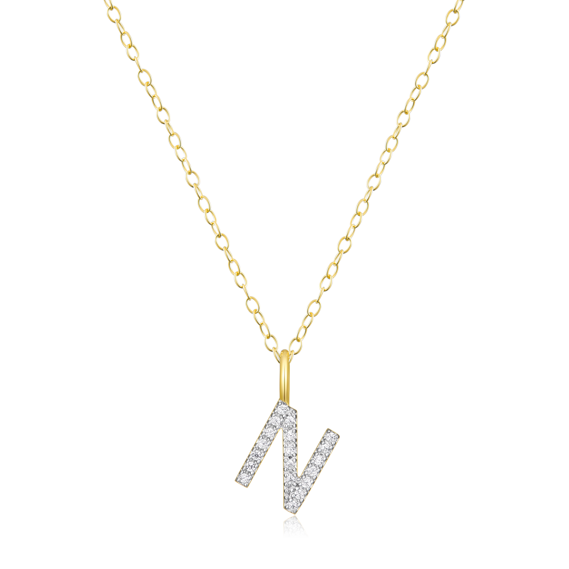 Letter "N" Initial Pendant Necklace in 14K Yellow Gold-Plated Sterling Silver | M by Monte Luna