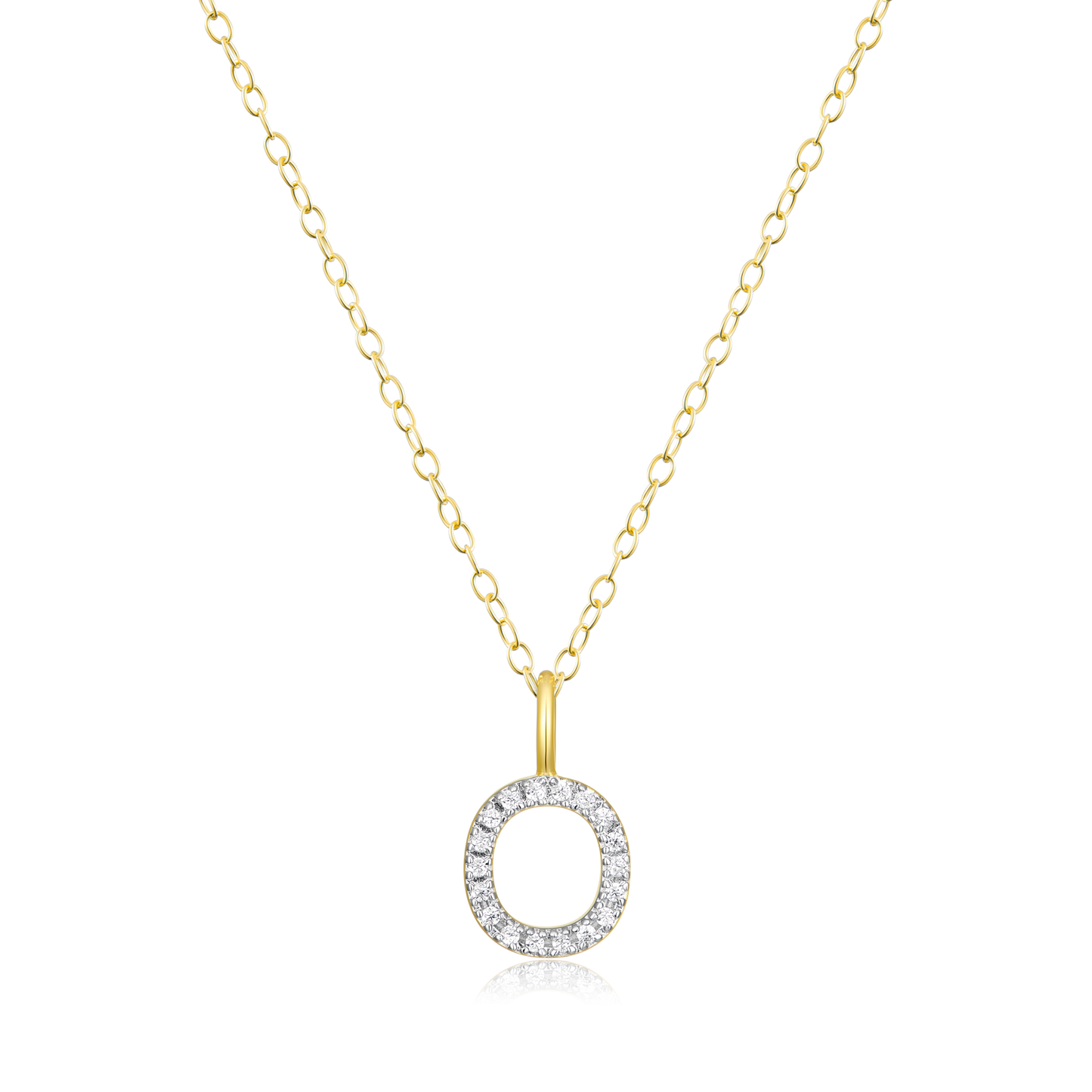 Letter "O" Initial Pendant Necklace in 14K Yellow Gold-Plated Sterling Silver | M by Monte Luna