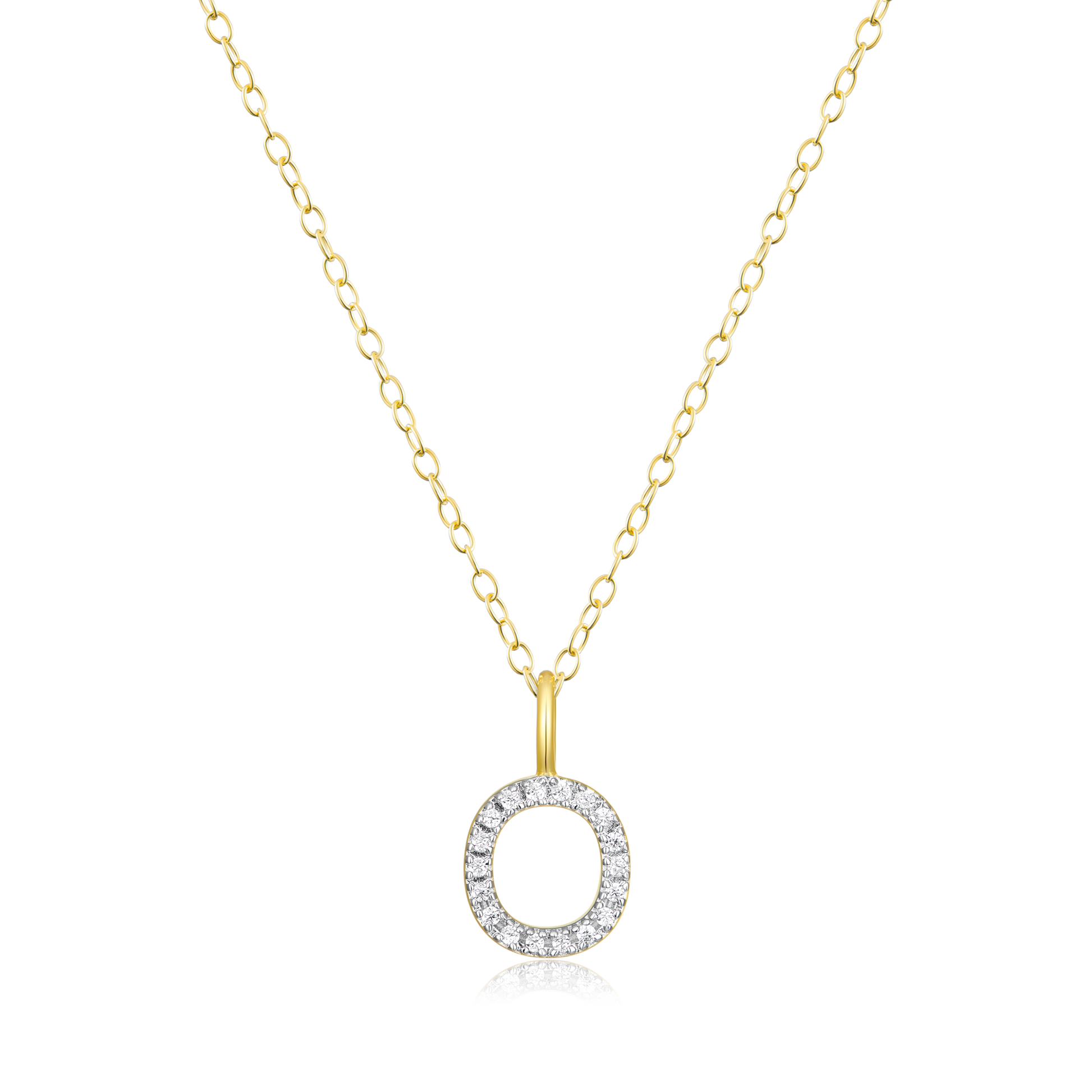 Letter "O" Initial Pendant Necklace in 14K Yellow Gold-Plated Sterling Silver | M by Monte Luna