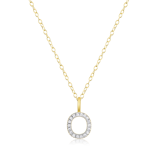 Letter "O" Initial Pendant Necklace in 14K Yellow Gold-Plated Sterling Silver | M by Monte Luna