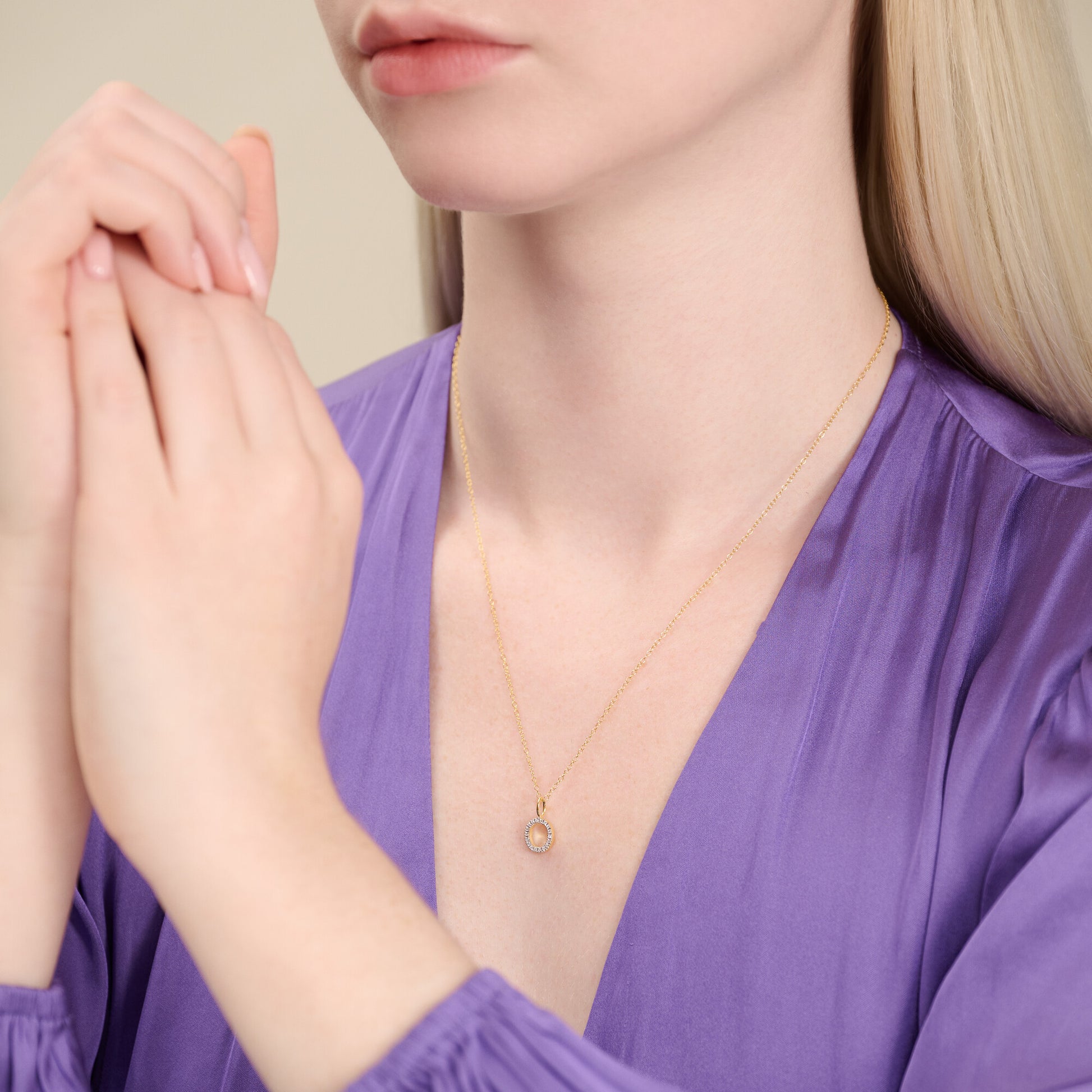 Letter "O" Initial Pendant Necklace in 14K Yellow Gold-Plated Sterling Silver | M by Monte Luna