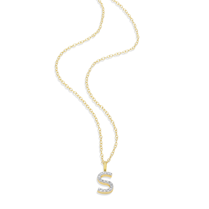 Letter "S" Initial Pendant Necklace in 14K Yellow Gold-Plated Sterling Silver | M by Monte Luna