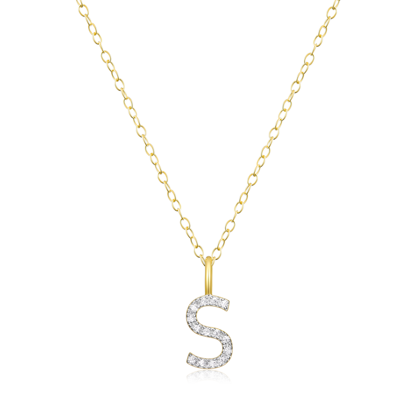 Letter "S" Initial Pendant Necklace in 14K Yellow Gold-Plated Sterling Silver | M by Monte Luna