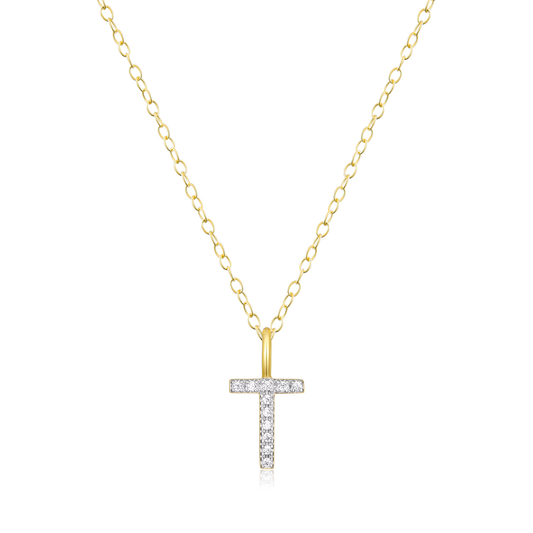 Letter "T" Initial Pendant Necklace in 14K Yellow Gold-Plated Sterling Silver | M by Monte Luna