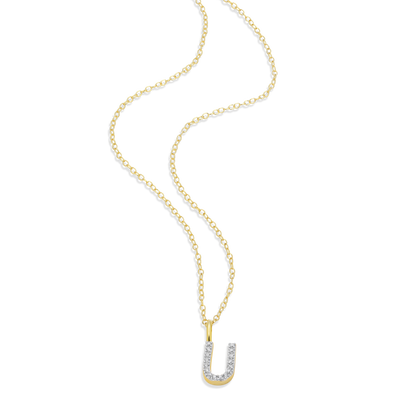 Letter "U" Initial Pendant Necklace in 14K Yellow Gold-Plated Sterling Silver | M by Monte Luna