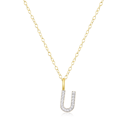 Letter "U" Initial Pendant Necklace in 14K Yellow Gold-Plated Sterling Silver | M by Monte Luna