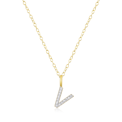Letter "V" Initial Pendant Necklace in 14K Yellow Gold-Plated Sterling Silver | M by Monte Luna