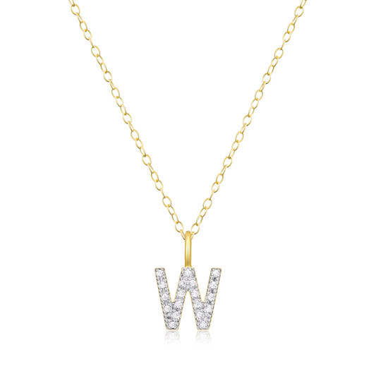 Letter "W" Initial Pendant Necklace in 14K Yellow Gold-Plated Sterling Silver | M by Monte Luna