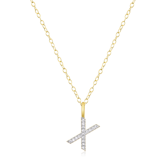 Letter "X" Initial Pendant Necklace in 14K Yellow Gold-Plated Sterling Silver | M by Monte Luna