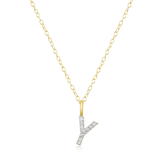 Letter "Y" Initial Pendant Necklace in 14K Yellow Gold-Plated Sterling Silver | M by Monte Luna