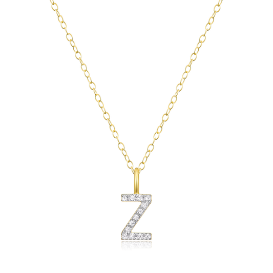 Letter "Z" Initial Pendant Necklace in 14K Yellow Gold-Plated Sterling Silver | M by Monte Luna
