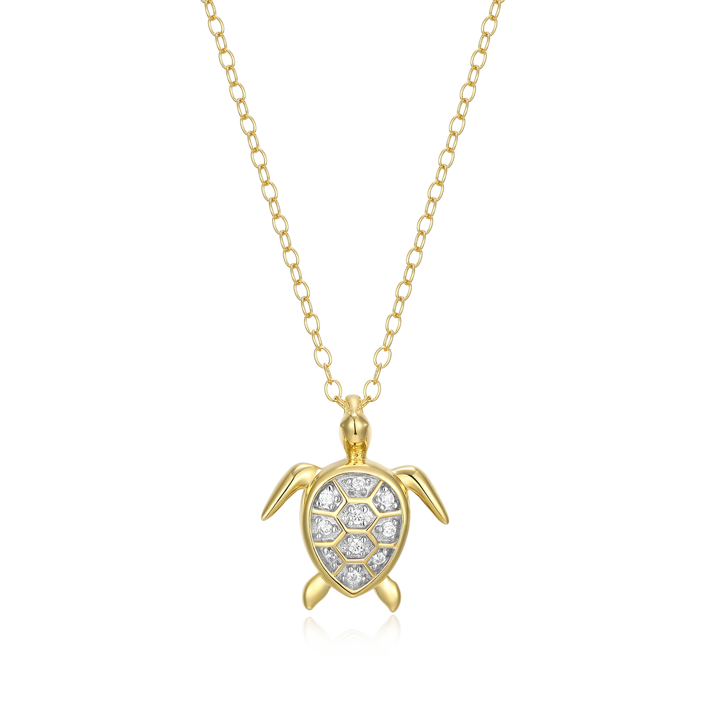Sea Turtle Lab-Created Diamond Pendant Necklace in 14K Gold & Rhodium-Plated Sterling Silver | M by Monte Luna