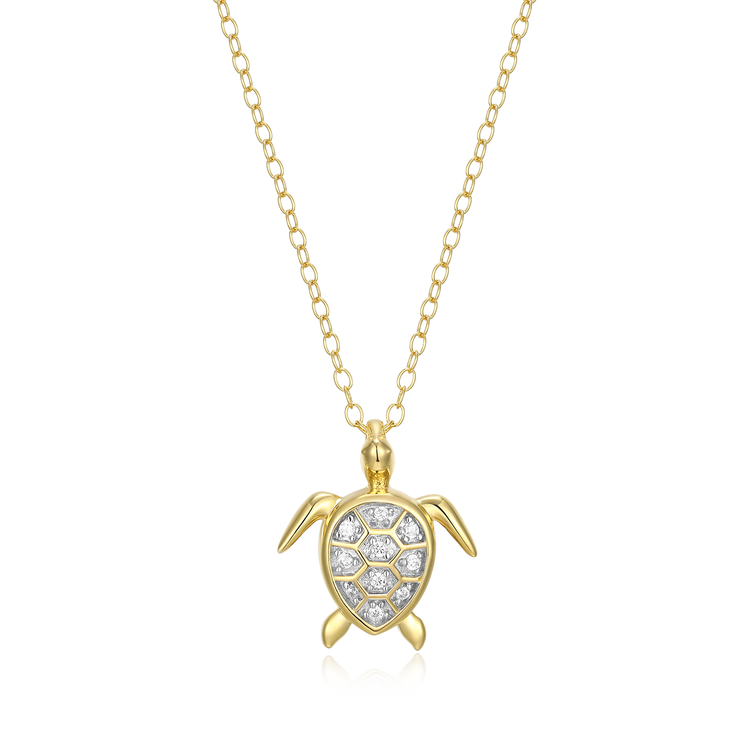 Sea Turtle Lab-Created Diamond Pendant Necklace in 14K Gold & Rhodium-Plated Sterling Silver | M by Monte Luna