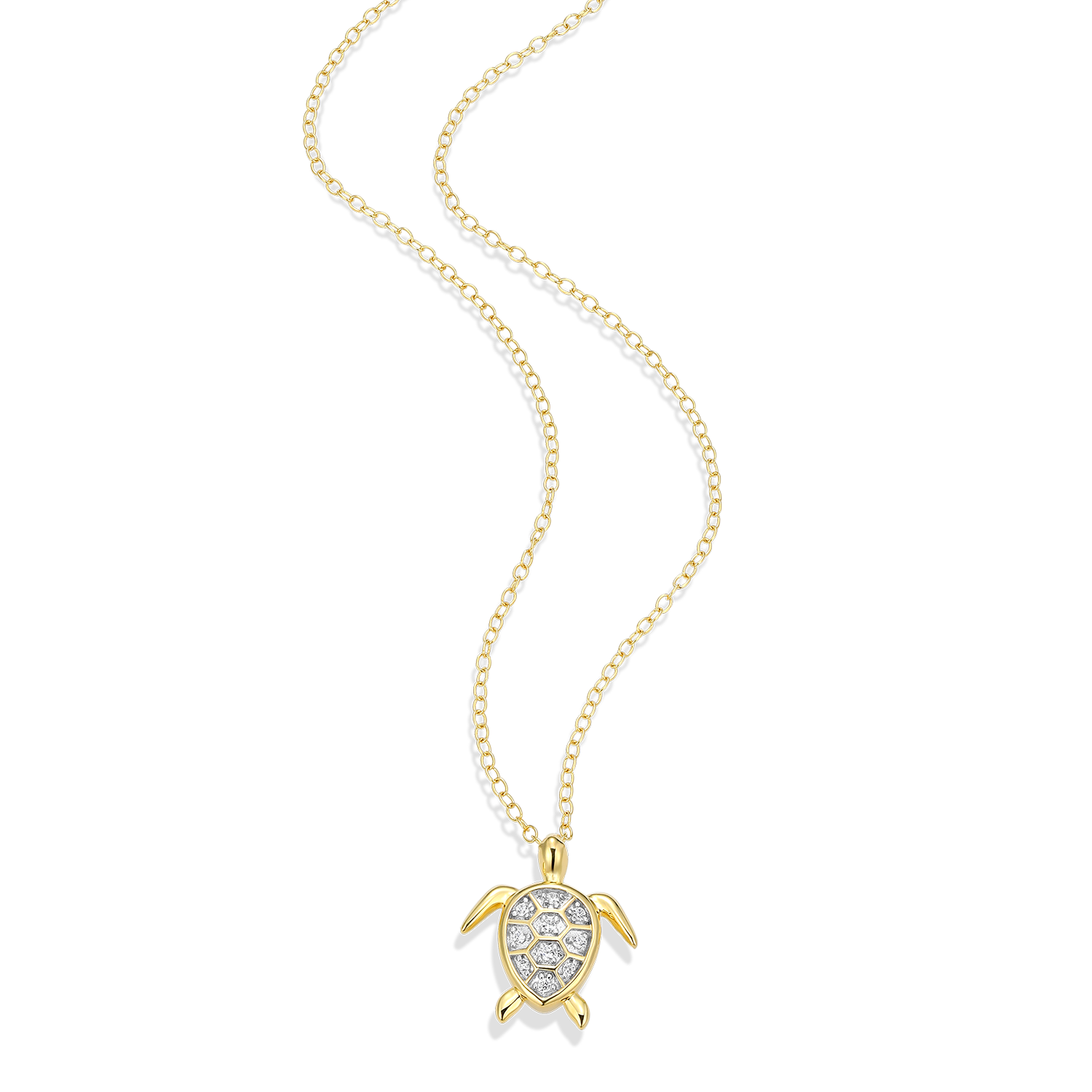 Sea Turtle Lab-Created Diamond Pendant Necklace in 14K Gold & Rhodium-Plated Sterling Silver | M by Monte Luna