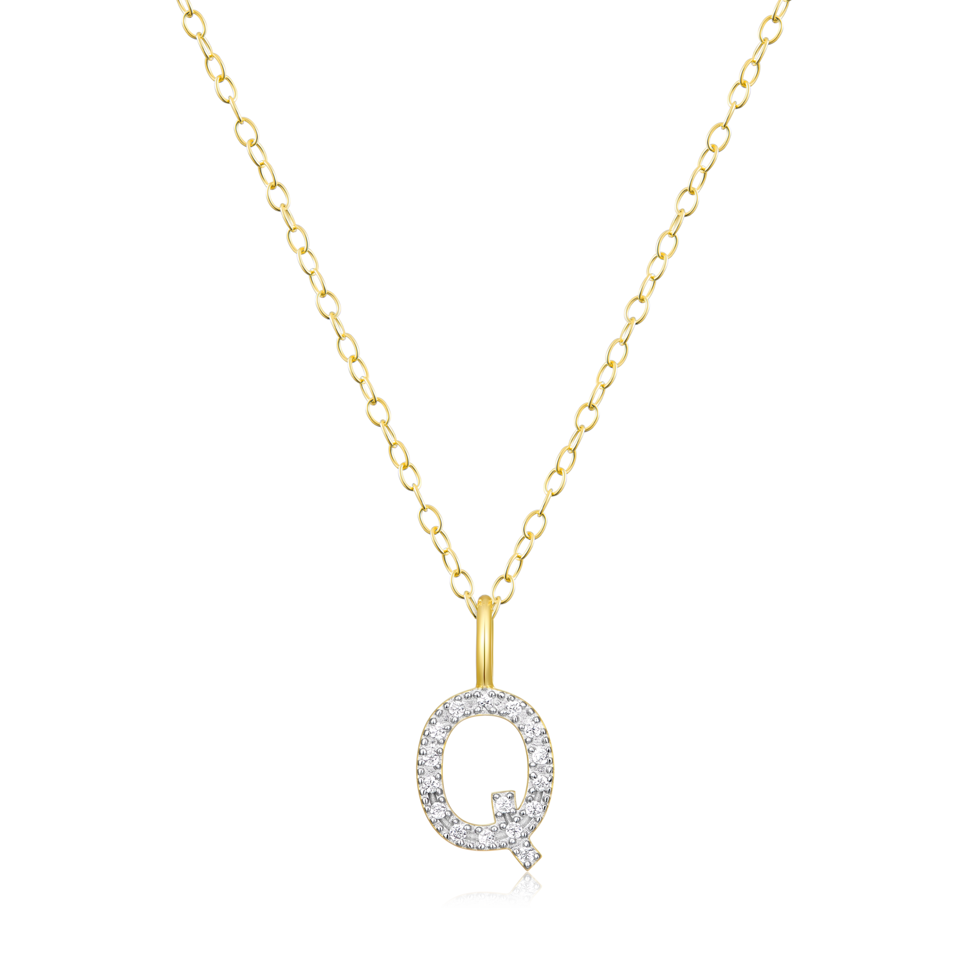 Letter "Q" Initial Pendant Necklace in 14K Yellow Gold-Plated Sterling Silver | M by Monte Luna