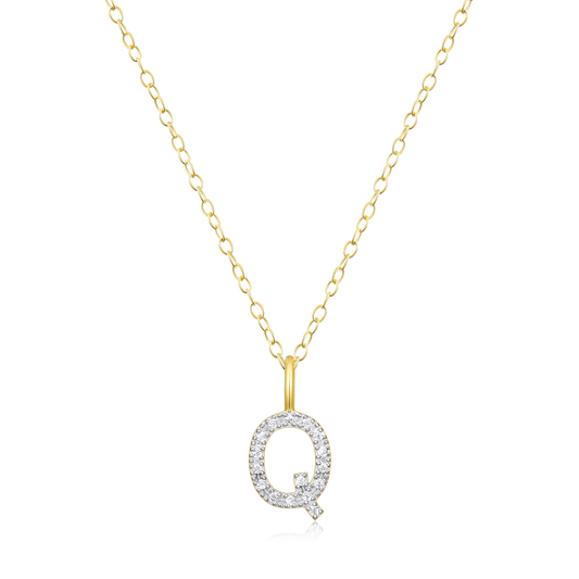 Letter "Q" Initial Pendant Necklace in 14K Yellow Gold-Plated Sterling Silver | M by Monte Luna