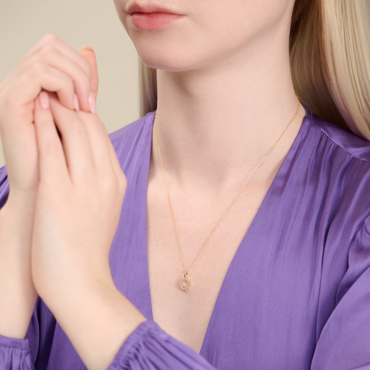 Letter "Q" Initial Pendant Necklace in 14K Yellow Gold-Plated Sterling Silver | M by Monte Luna