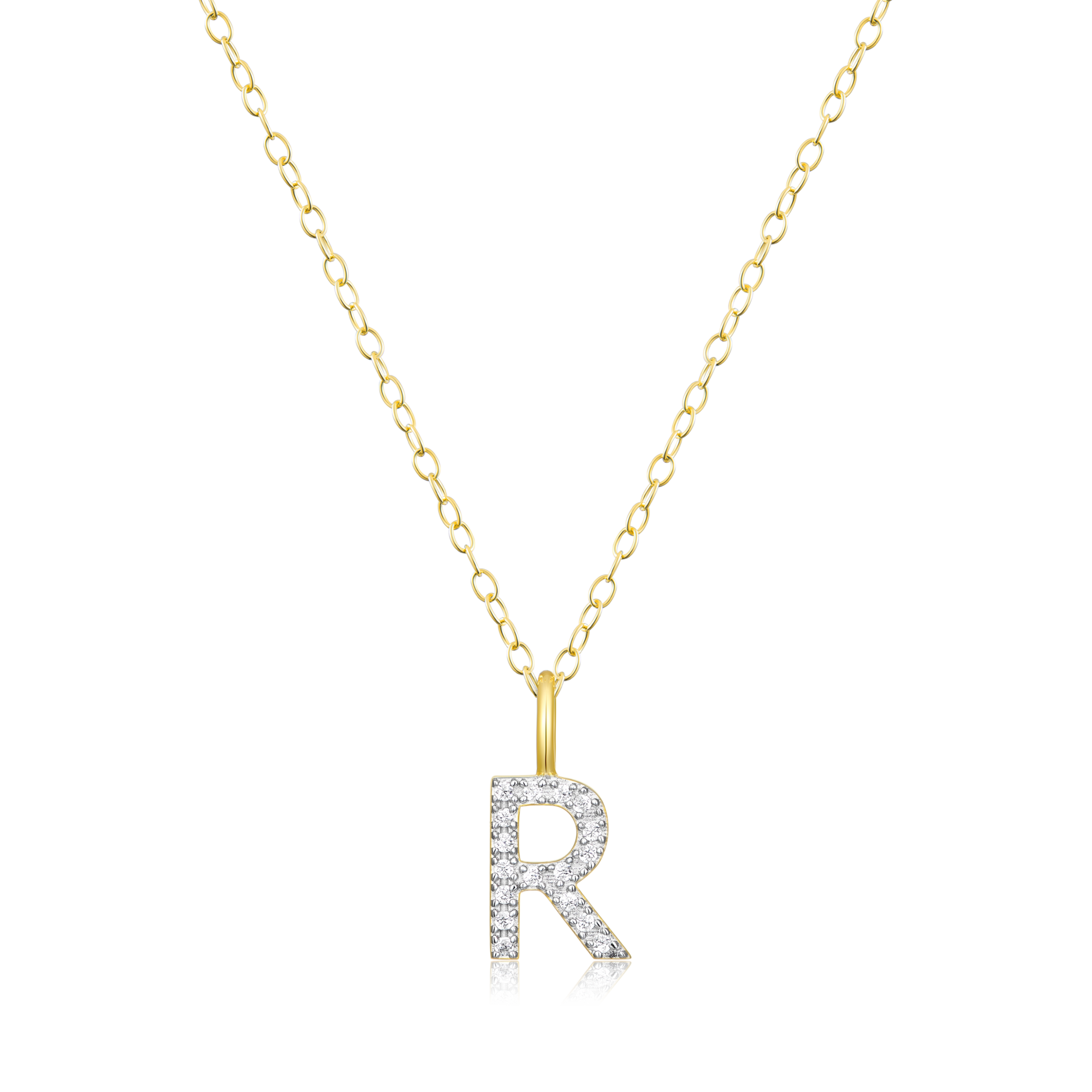 Letter "R" Initial Pendant Necklace in 14K Yellow Gold-Plated Sterling Silver | M by Monte Luna