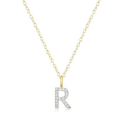 Letter "R" Initial Pendant Necklace in 14K Yellow Gold-Plated Sterling Silver | M by Monte Luna