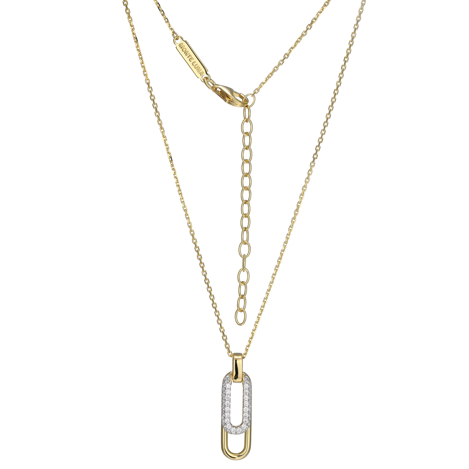 MN0118 - Paperclip Pave Lab-Created Diamond Pendant Necklace | Monte Luna