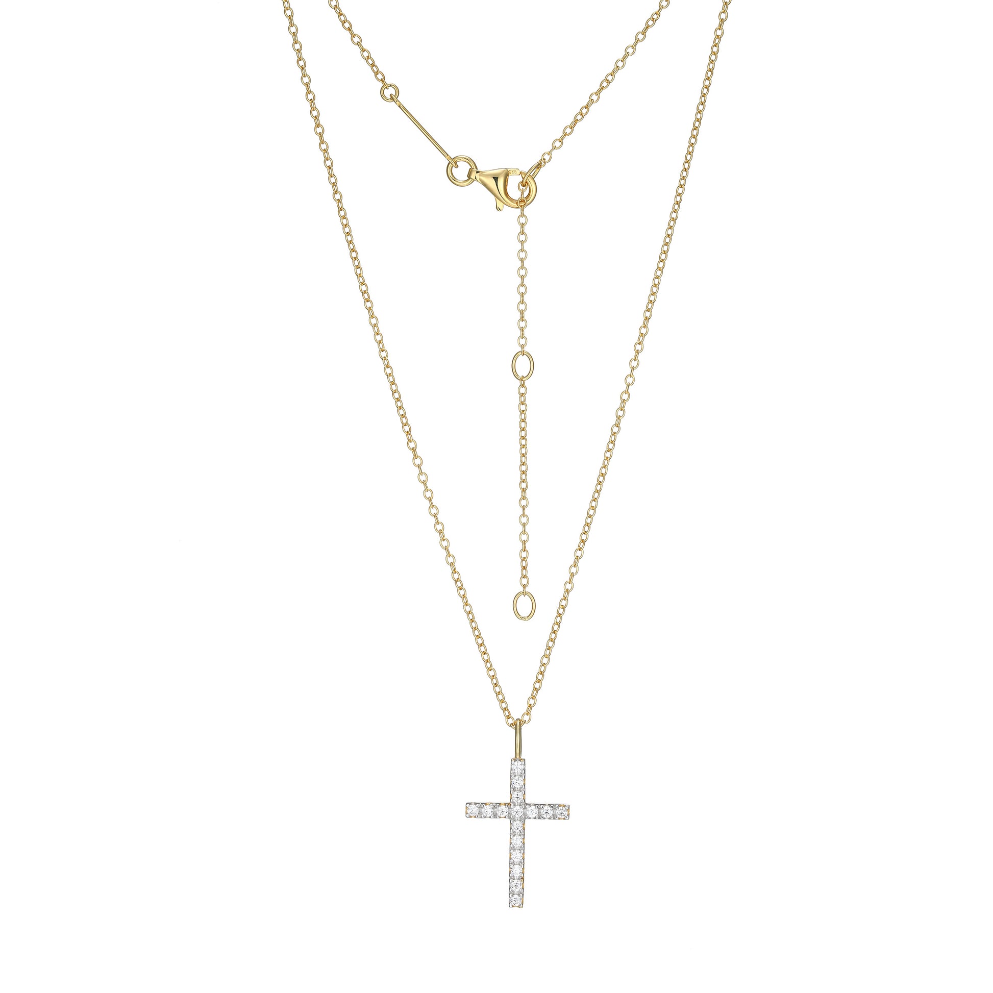 BN0279Y - Medium Cross Lab-Created Diamond Pendant Necklace | m by monte luna