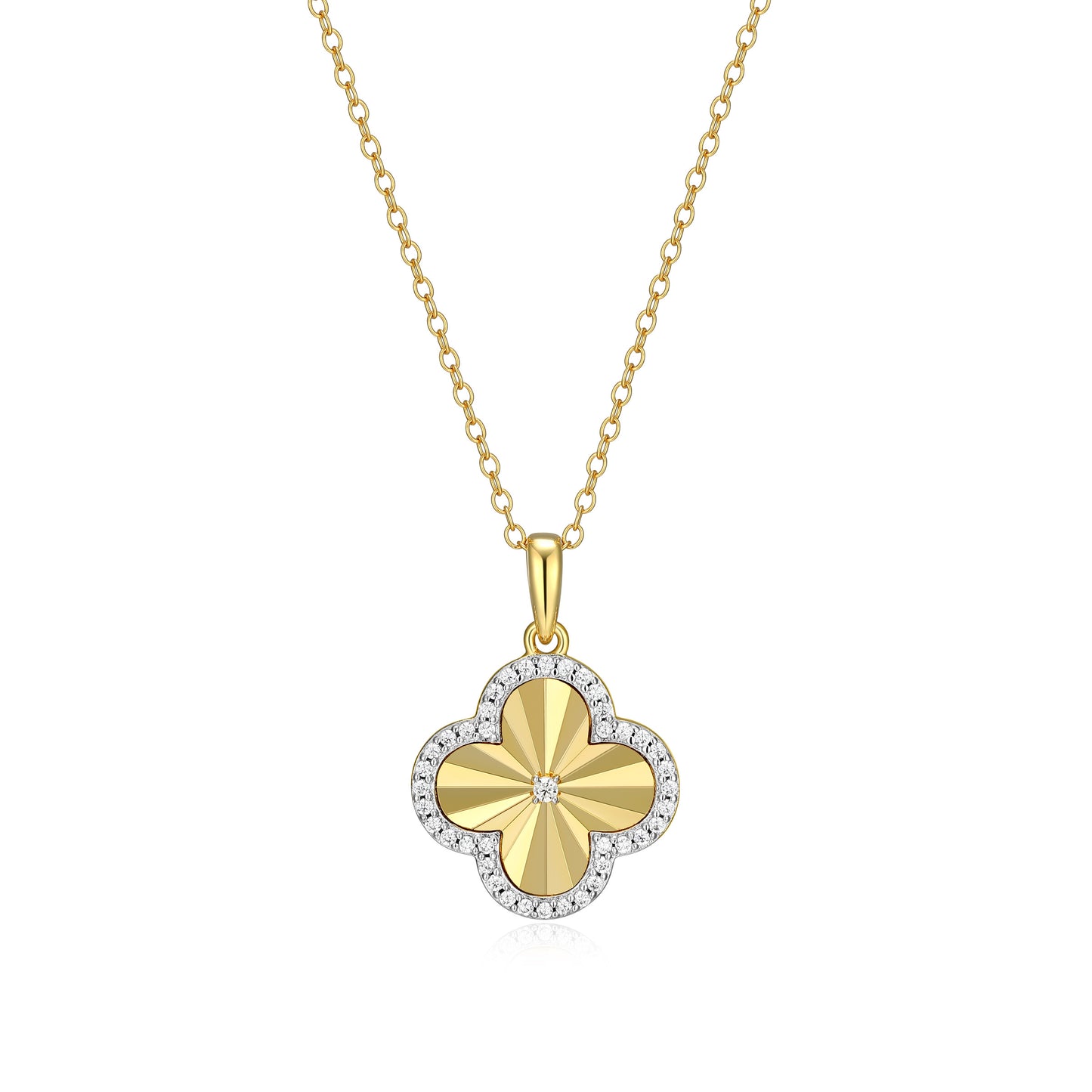 BN0309Y - Sunray Clover Pendant Necklace | m by monte luna