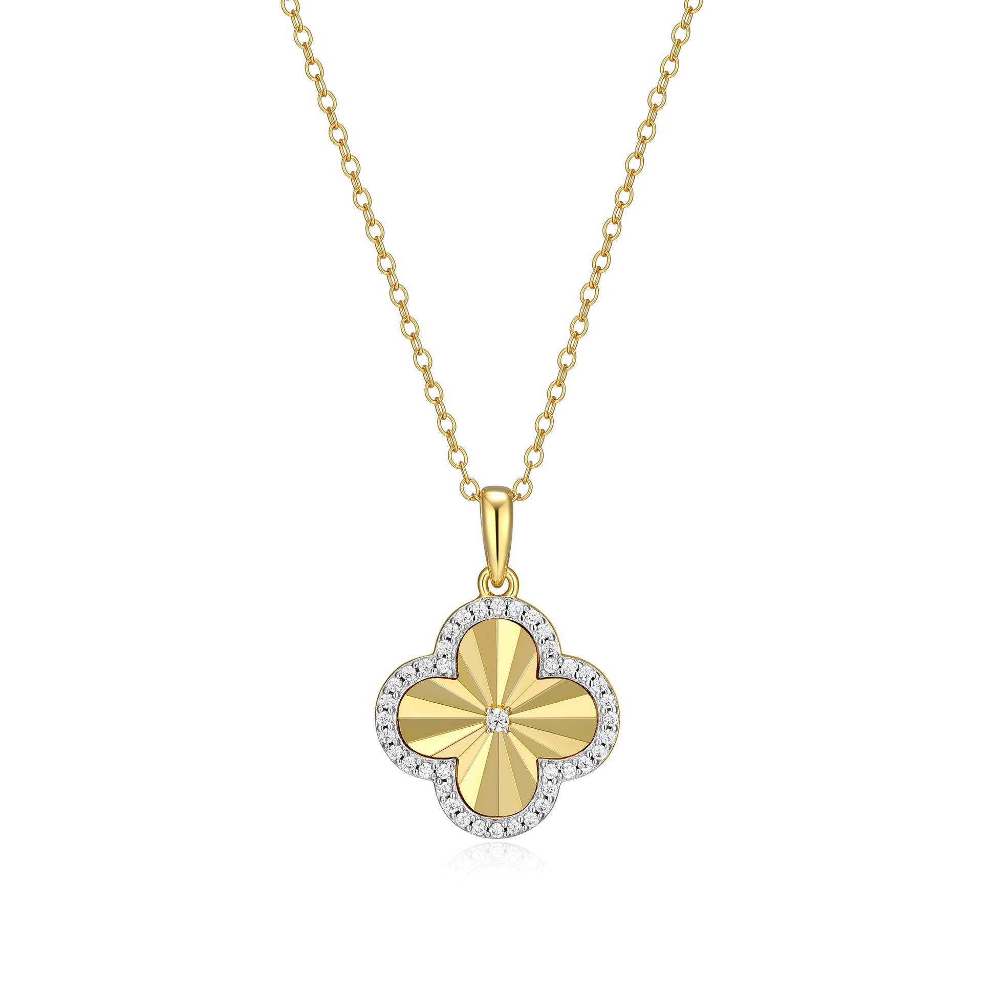 BN0309Y - Sunray Clover Pendant Necklace | m by monte luna