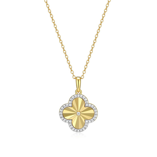 BN0309Y - Sunray Clover Pendant Necklace | m by monte luna