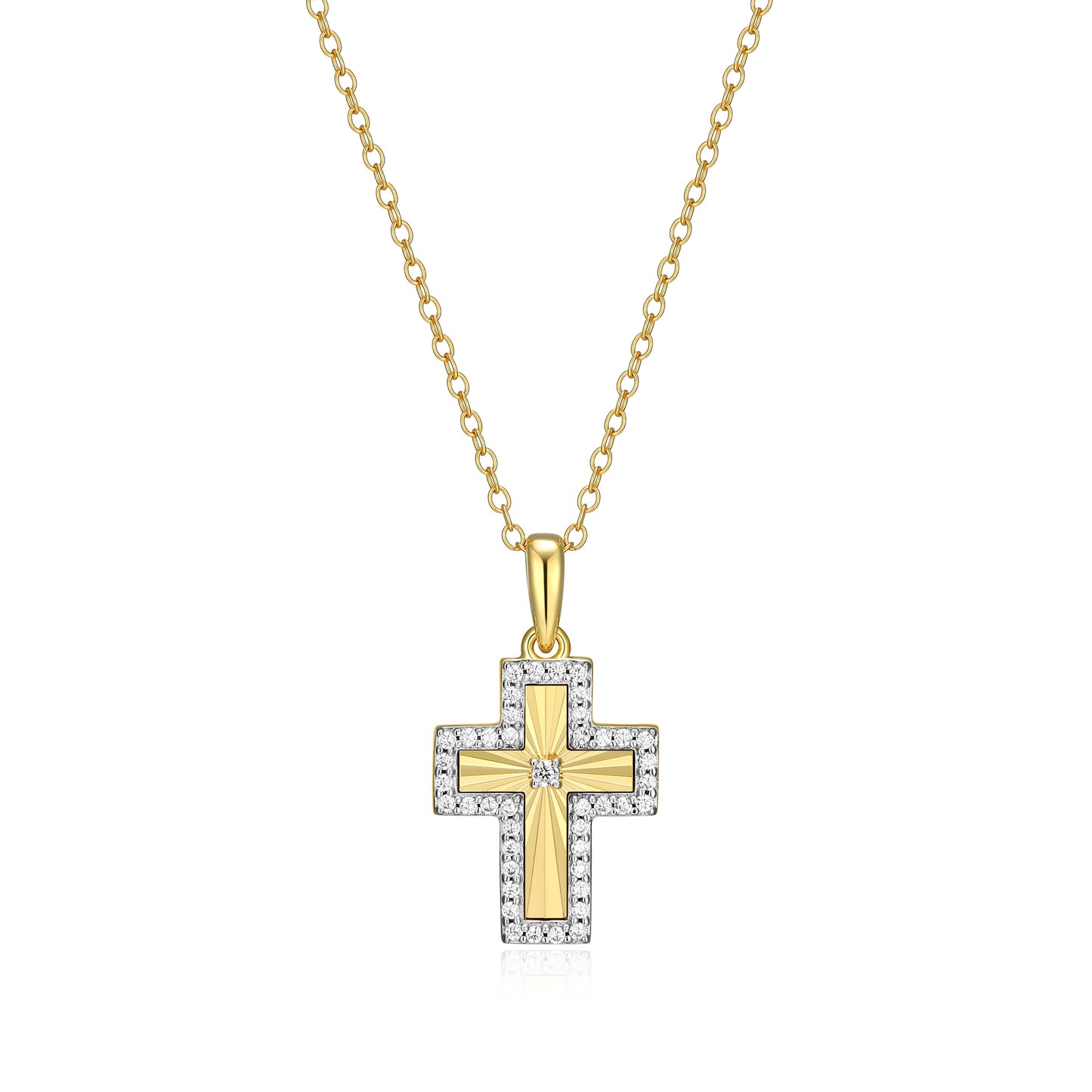 BN0310Y - Sunray Cross Pendant Necklace | m by monte luna