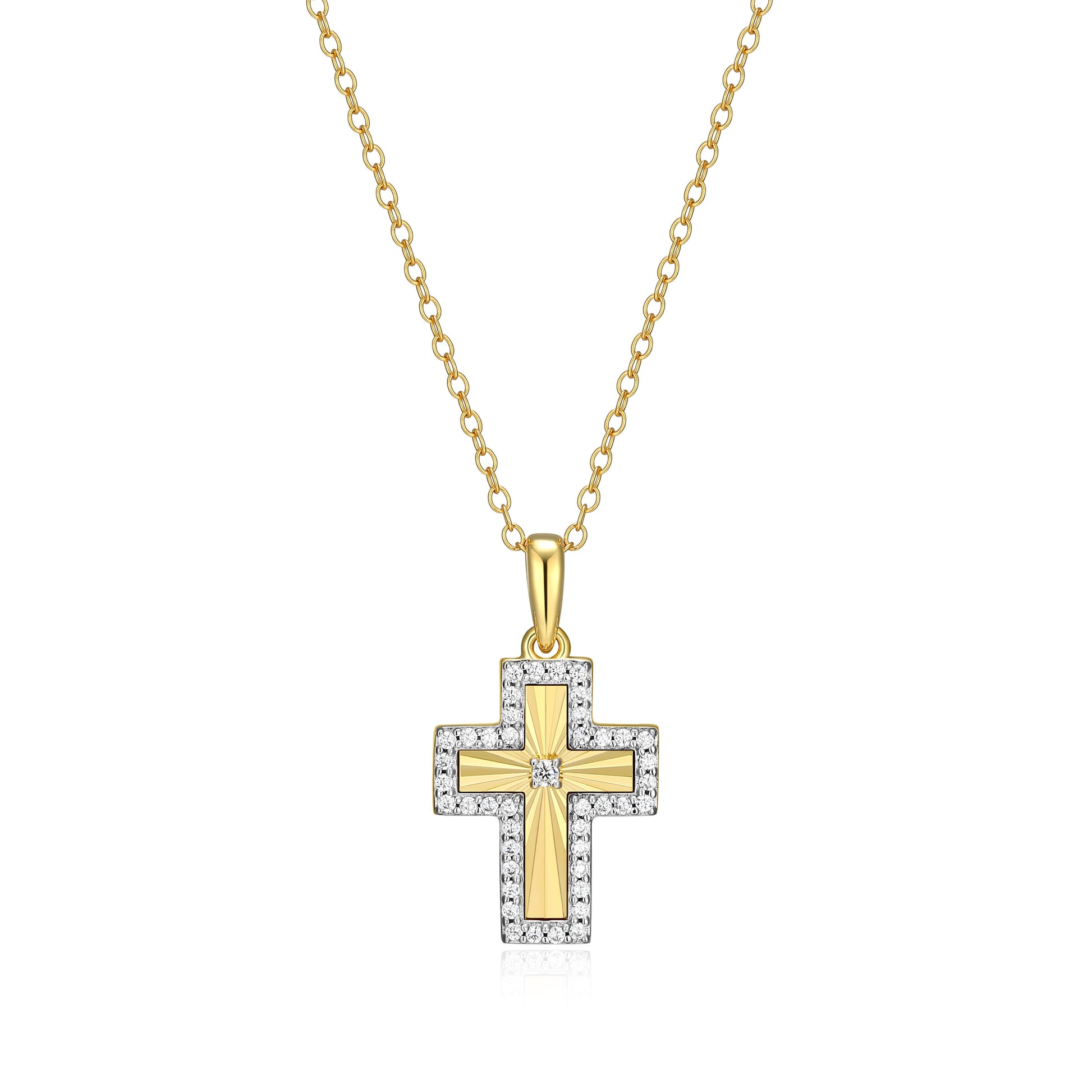 BN0310Y - Sunray Cross Pendant Necklace | m by monte luna