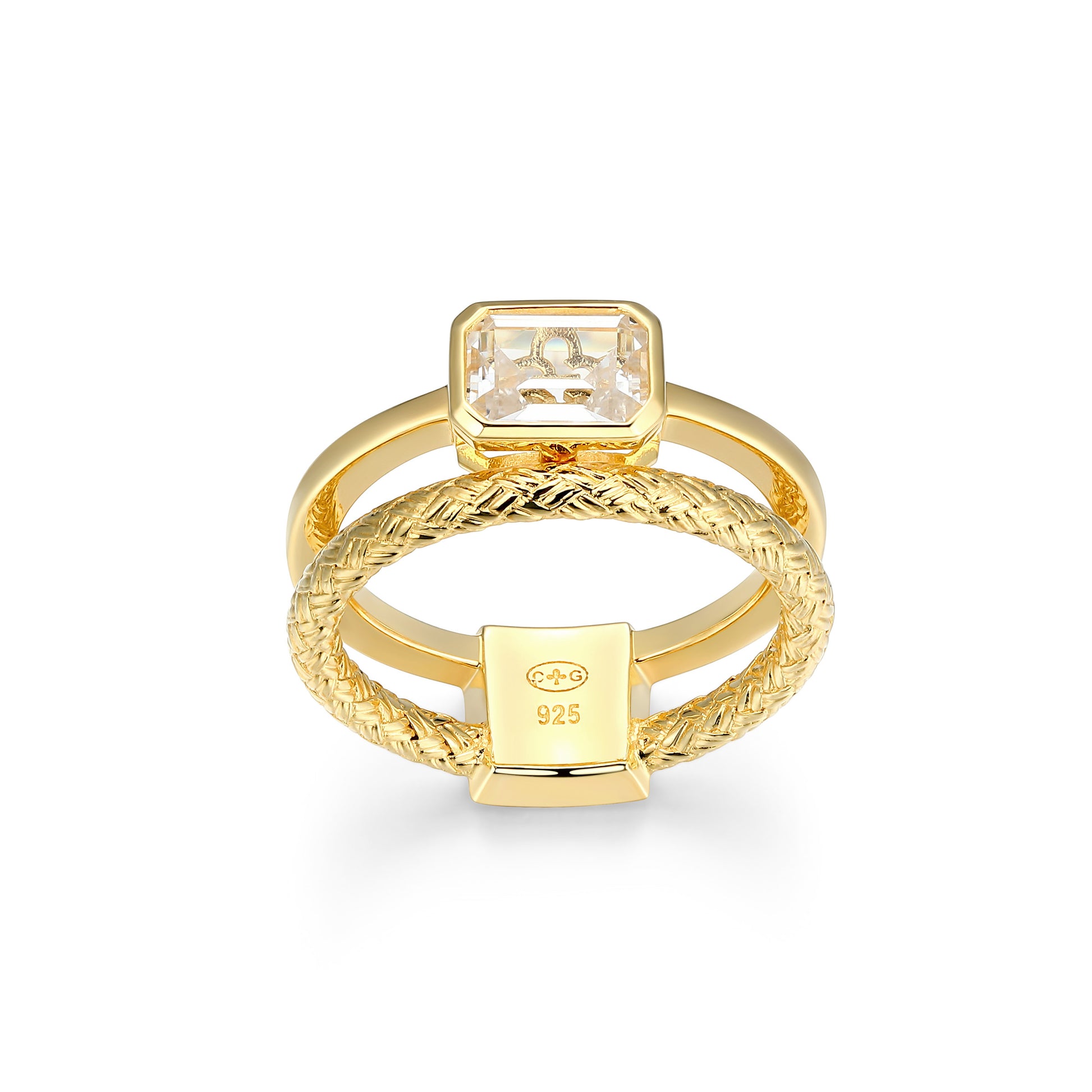 CR0207 - Dual-Band Created White Sapphire Original Mesh Ring | charles garnier