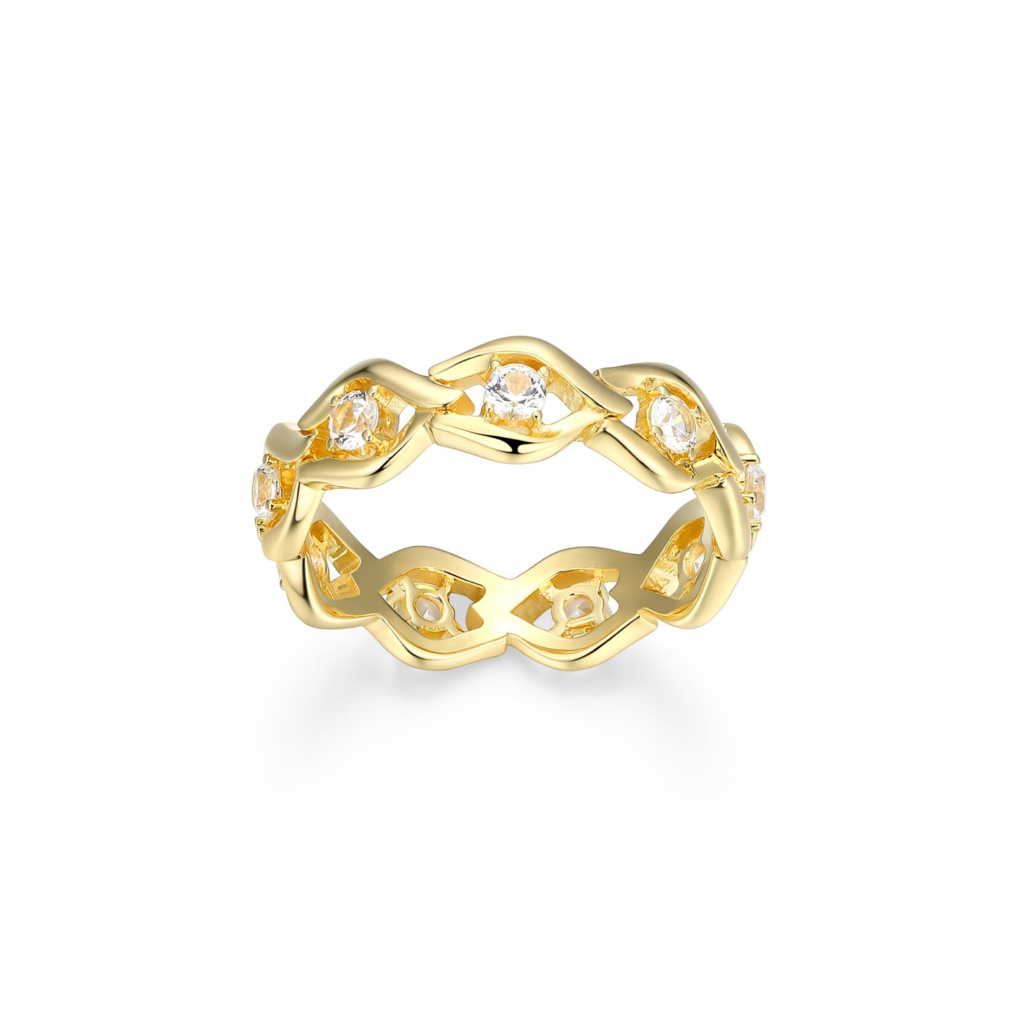 CR0190 - Intertwined Created White Sapphire Ring | charles garnier