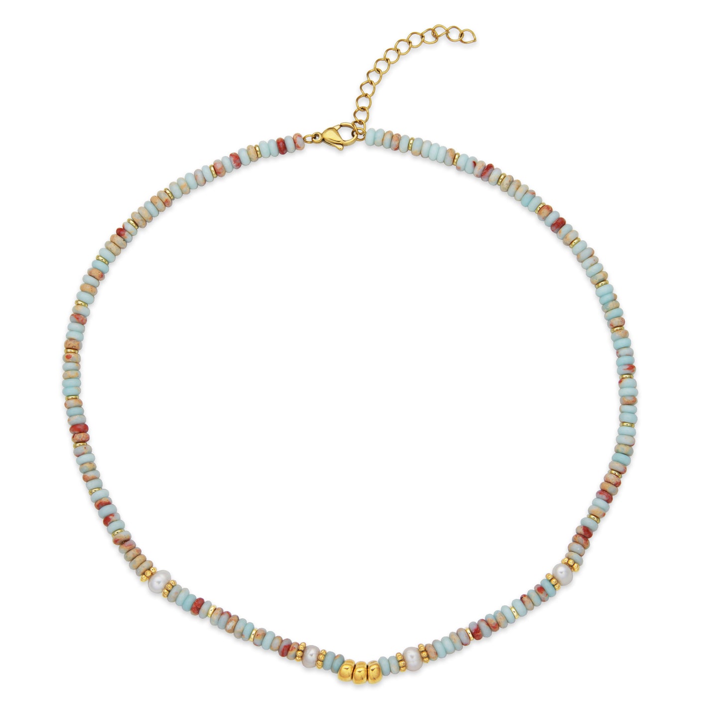 T0XJ860216 - Multi-Color Stone & Natural Pearl Beaded Necklace | Steelx