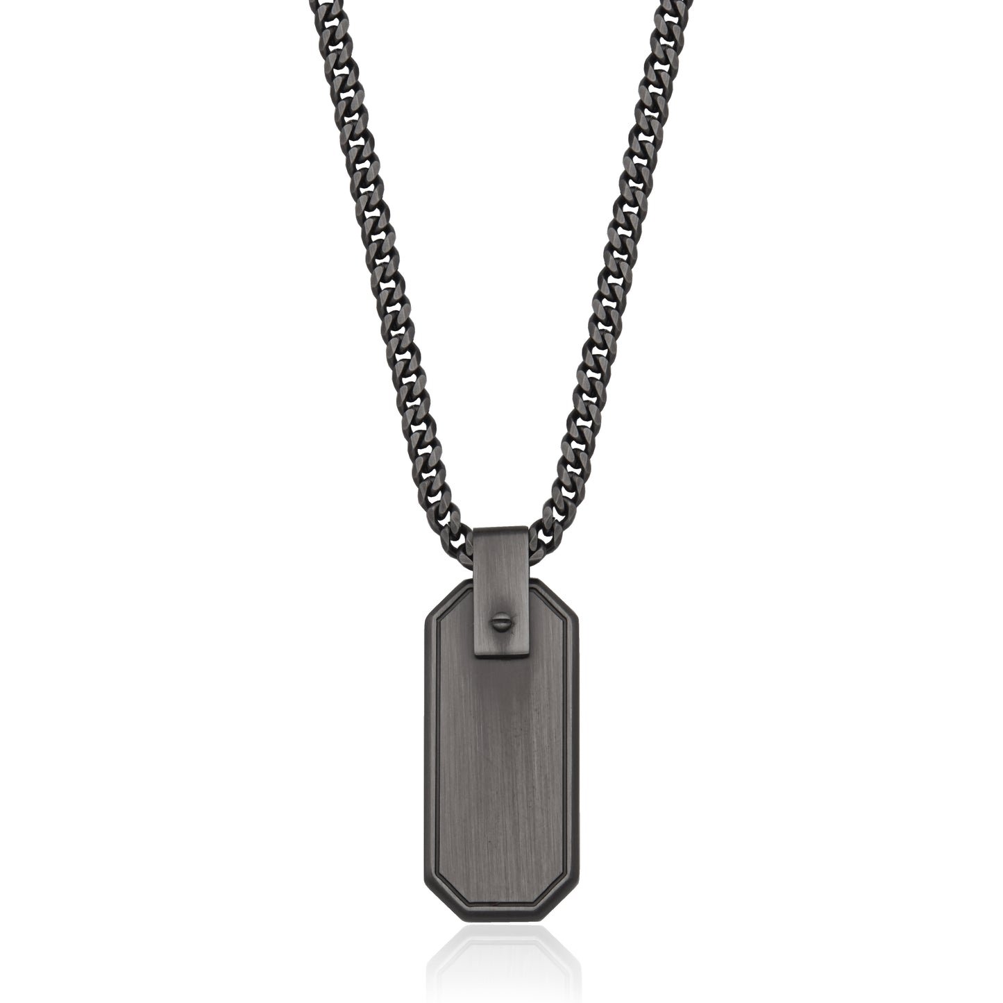 T0XK030422 - Antique Black Dog Tag Necklace | steelx
