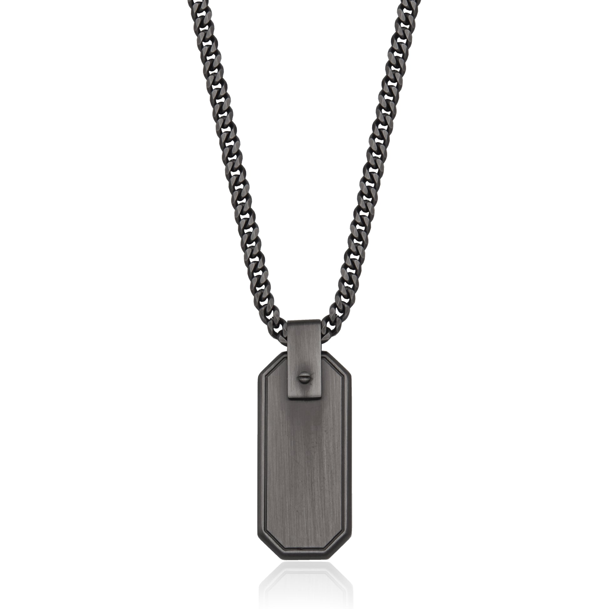 T0XK030422 - Antique Black Dog Tag Necklace | steelx