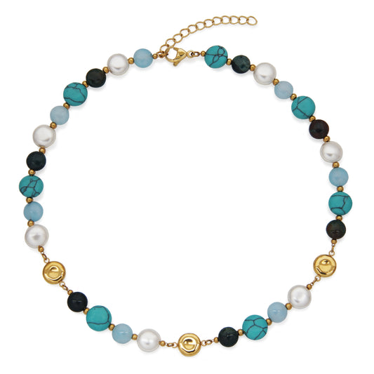 T0XK450216 - Turquoise & Semi-Precious Stone Necklace | steelx
