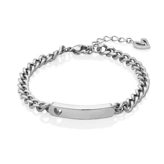 T1XJ940165 - Engravable ID Bracelet with Heart | Steelx