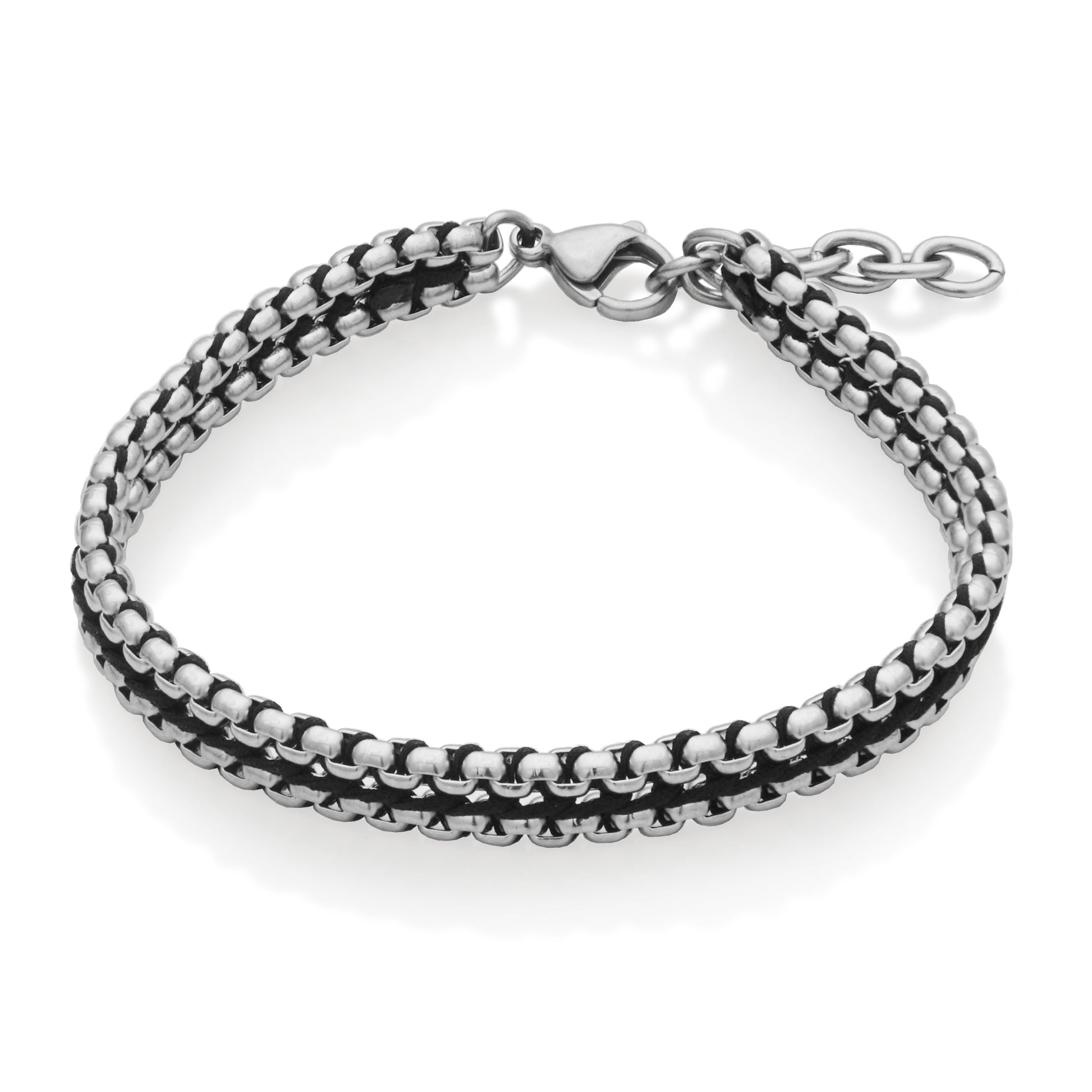 T1XJ960175 - Leather Woven Chain Bracelet | steelx