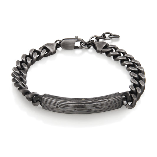 T1XJ980480 - Wood Grain Patterned ID Bracelet | steelx