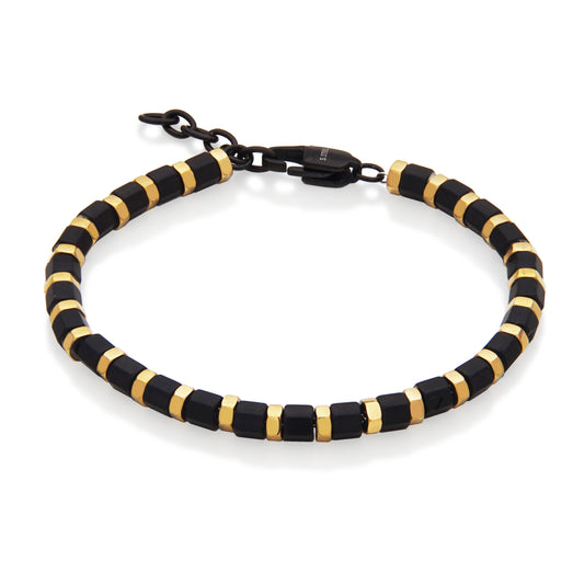 T1XK060475 - Black & Gold Hex Bead Bracelet | steelx