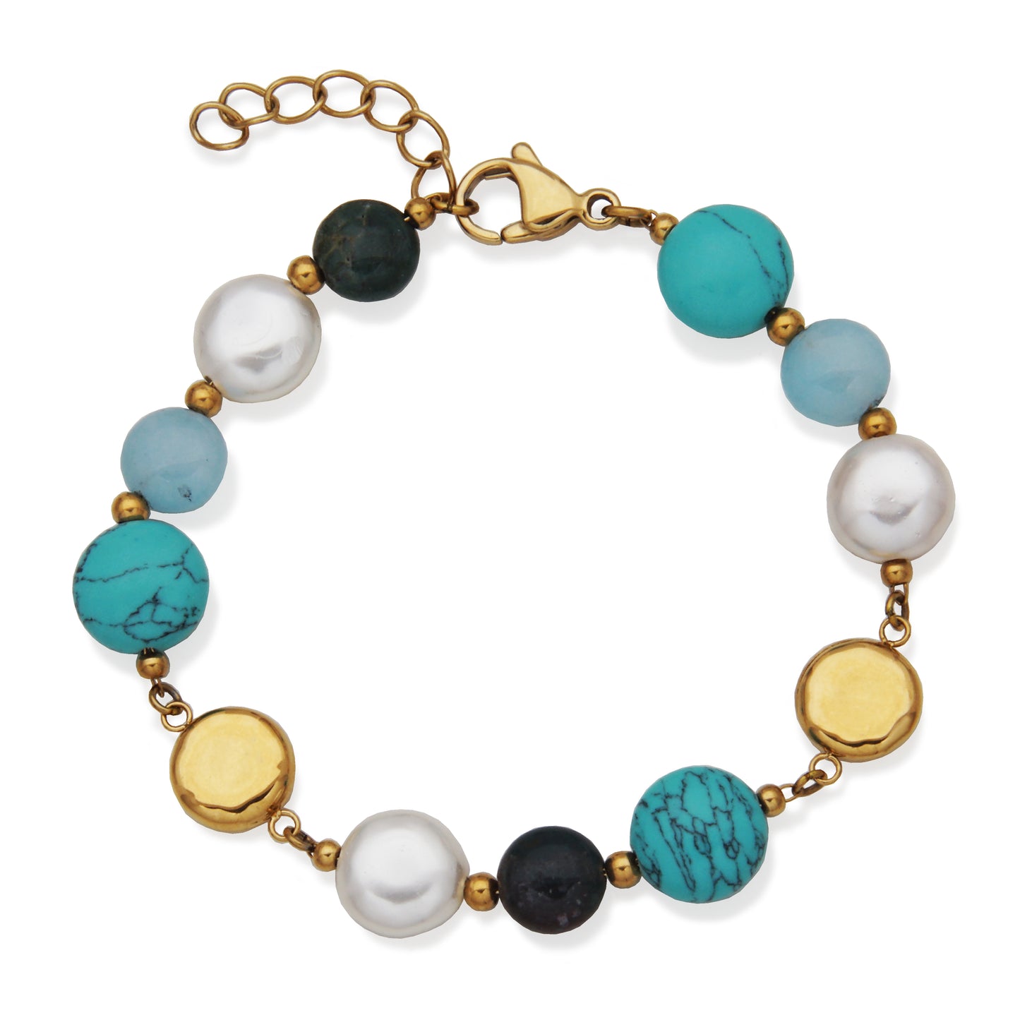 T1XK450268 - Turquoise & Semi-Precious Stone Bracelet | steelx