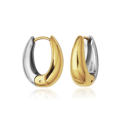 T2XJ840200 - Two-Tone Reversible Puffy Hoop Earrings | Steelx