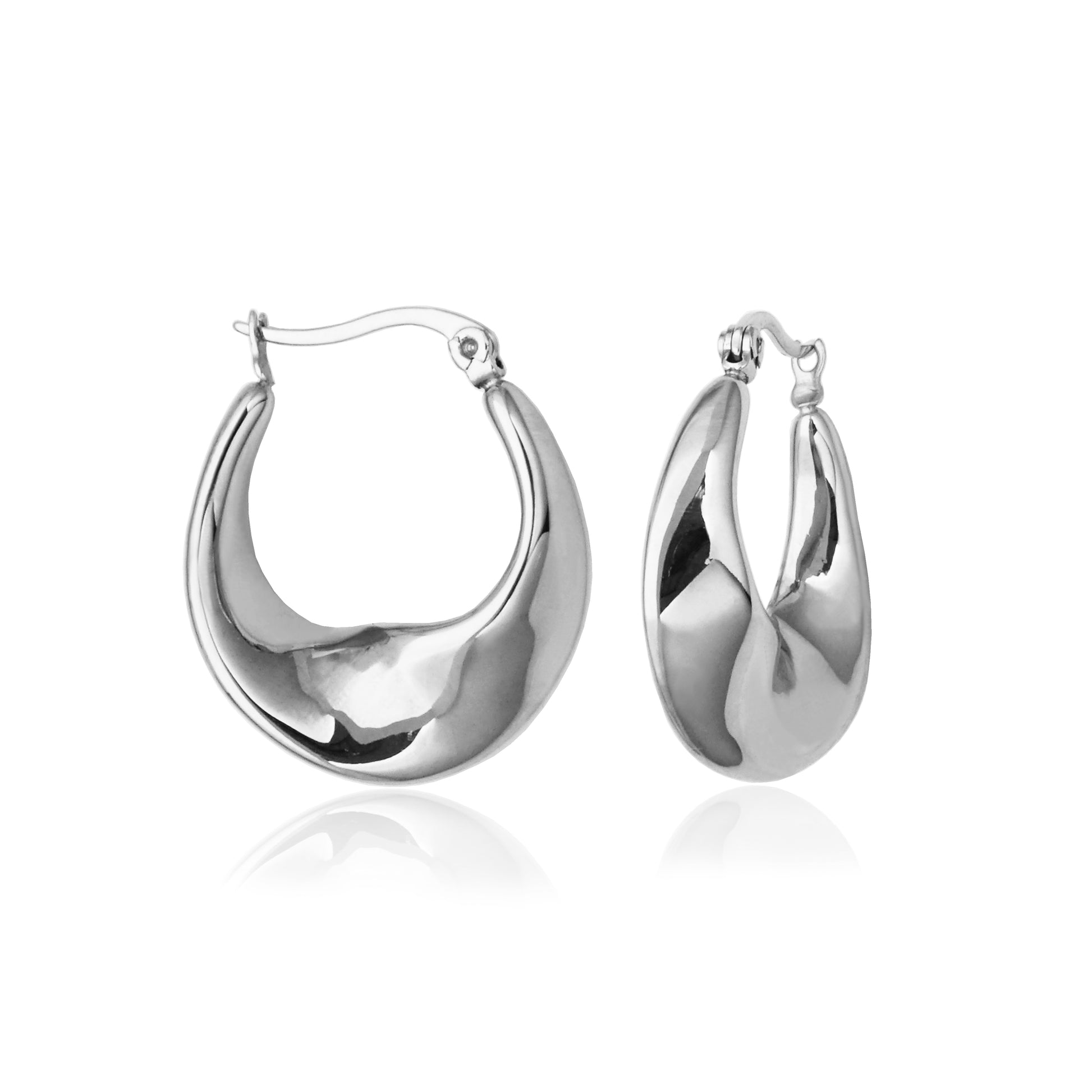 T2XJ890100 - Fluid Oval Shape Hoop Earrings | Steelx