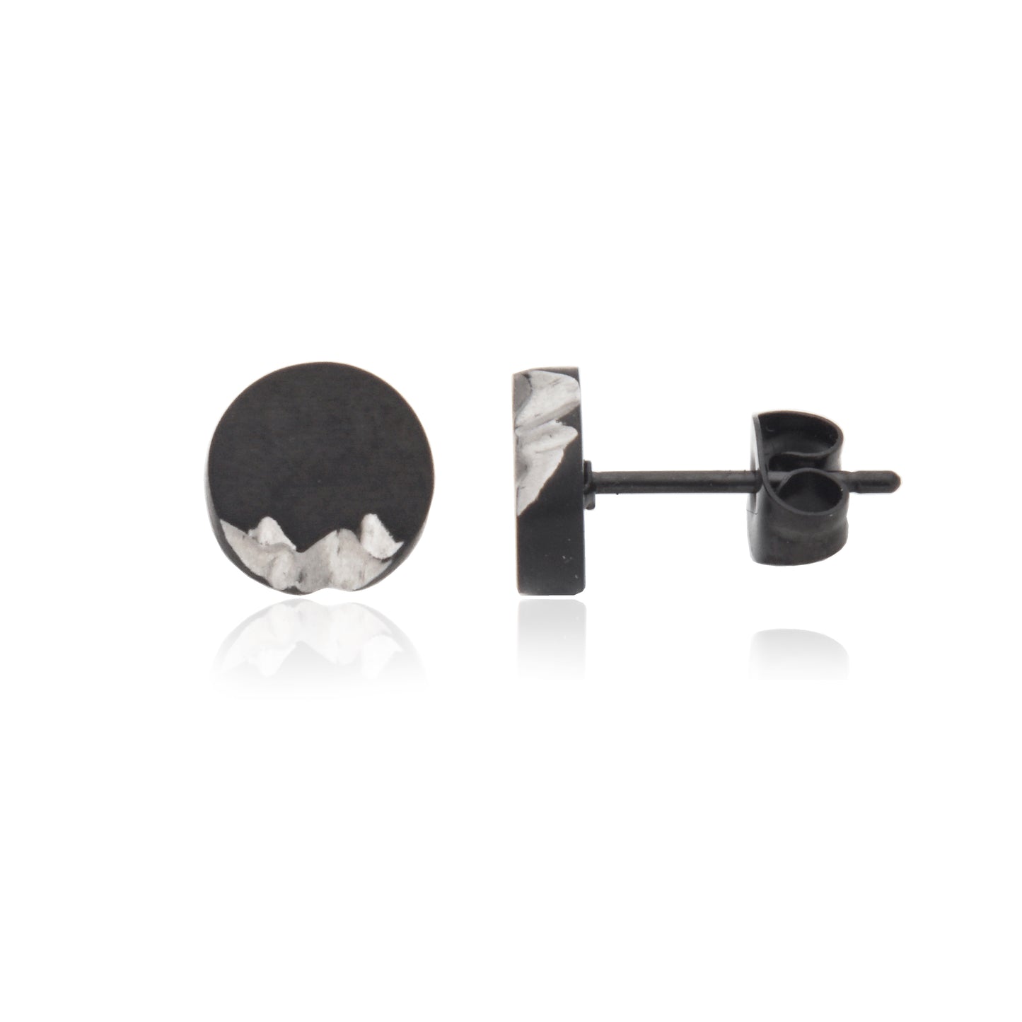 T2XK100400 - Antique Black Round Stud Earrings | steelx