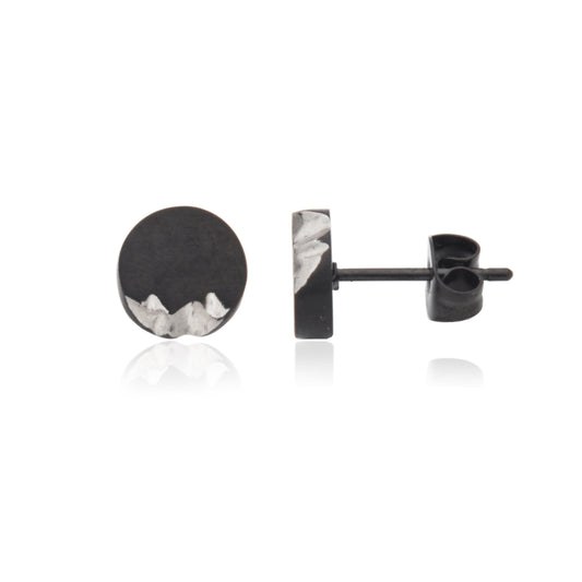 T2XK100400 - Antique Black Round Stud Earrings | steelx